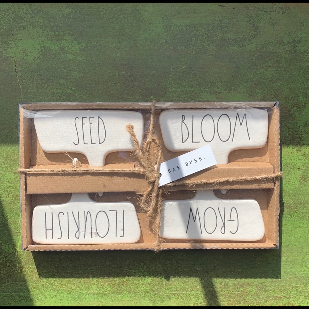Rae Dunn GROW FLOURISH BLOOM SEED Garden Markers